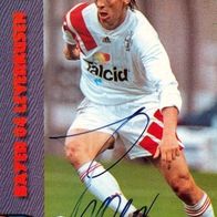 signierte Panini-Sammelkarte Andreas Thom Bayer 04 Leverkusen 1994 BFC Dynamo