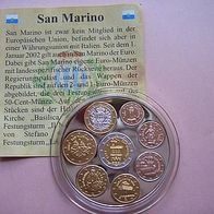 San Marino 2002 die ersten Euro-Münzen San-Marino - Edelprägung PP -Silber Gold