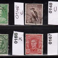 Australien Mi. Nr. 138 C + 146 C + 148 C + 164 + 166 X + 167 (1) o <