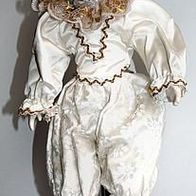 schöne alte Harlekin Figur 45 cm in weiß-gold