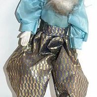 kleine alte Harlekin Figur 17 cm im blau-silber Anzug