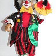 großer alter Clown im bunten Frack 35 cm mit Handpuppe