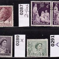 Australien Mi. Nr. 273 A + 287-2fach-Paar + 288 + 289 x + 291 A o <