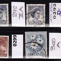 Australien Mi. Nr. 292 IA + 292 IIA + 292 Dre + 295 x + 299 + 300 A o <