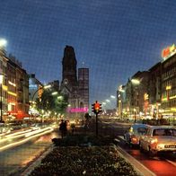 AK Berlin / Kudamm Kaiser-Wilhelm-Gedächtniskirche Nacht Autos 60er J neu