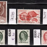 Australien Mi. Nr. 312 x + 323 + 329 Ax + 329 Dli + 329 Elu + 330 Ay o <