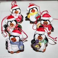 6 Keramik Miniatur Pinguine handbemalt Dekoration