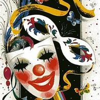 Grußkarte ohne Text mit 2 aufwendigen Karnevals Masken - Fasching & Karneval