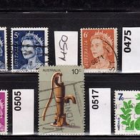 Australien Mi. Nr. 391 A (2-fach) + 450 + 475 + 478 + 505 + 517 o <