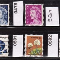 Australien Mi. Nr. 391 A (2-fach) + 478 + 531 + 561 + 591 + 592 (2) o <