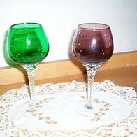 Römer, Weinrömer, Bleikristall, 2 x , grün & lila