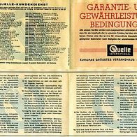 alte Garantie Urkunde von Quelle von 1969