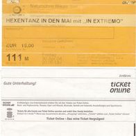 107 Eintrittskarte für In Extremo von 2004 in Ratingen , siehe scann
