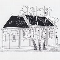 183 Bild einer Kirche, Kapelle oder so im Format einer schwarz weiß Postkarte unbenut