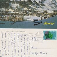 199 gelaufene AK Davos 1987 Kanton Graubünden, Schweiz