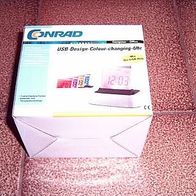 USB Design Colour-Uhr mit 3er USB Hub