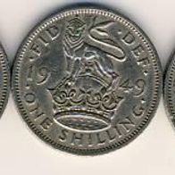 Großbritannien 1 Shilling 1948,49,50. Englischer Löwe.