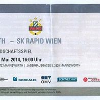 Ticket Eintrittskarte SC Mannswörth - SK Rapid Wien 17.5.2014 Schwechat Fußball