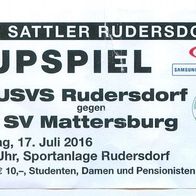 Ticket USV Rudersdorf vs SV Mattersburg 17. 7. 2016 ÖFB-Cup Burgenland SVM Fußball