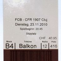 Ticket FC Basel vs CFR Cluj-Napoca 23. 11. 2010 Champions League Romania Schweiz