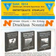 Ticket Eintrittskarte Salzburger AK 1914 SAK Salzburg-Nonntal 1984 Österreich