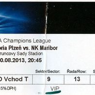 Ticket EC FC Viktoria Plzen vs NK Maribor 20. 8. 2013 Plzen Pilsen Branik Fußball