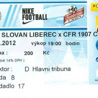 Ticket EC FC Slovan Liberec vs CFR Cluj 1907 8. 8. 2012 Romania Rumänien Fußball