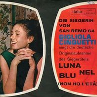 7"CINQUETTI, Gigliola · Luna Nel Blu (RAR 1964)