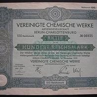 Aktie Vereinigte Chemische Werke Berlin 1929 100RM