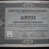RAR Aktie Metallgesellschaft, Frankfurt 1943 1.000 RM