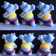 Ü-Ei Figur 1990 Happy Hippos im Fitnessfieber - Pudding Paul - 3 Varianten!
