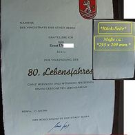 Militaria * Orig.-Urkunde zum 80. Geburtstag in Bebra * Nr.29