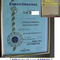 Militaria * Orig.-Ehren-Urkunde 50 Jahre im deutschen Marinebund DMB