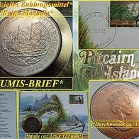 Numisbrief * 1 Dollar Pitcairn-Island-Münze * Orig.-Stempel 1992