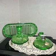 Glas Set, Bleikristall, Uranglas grün, 3 Teile, TOP!