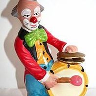 Keramik Clown stehend mit Pauke, ca. 21 cm hoch, Dekoration