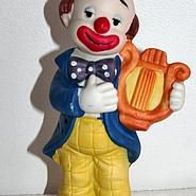 Keramik Clown stehend mit Harfe, ca. 12 cm hoch, Dekoration