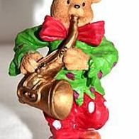 Clown Bär stehend mit Saxophon, ca. 11 cm hoch, Dekoration