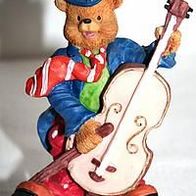 Clown Bär stehend mit Cello, ca. 11 cm hoch, Dekoration