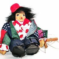 Clown Marionette mit Holzkopf, ca. 29 cm hoch, Dekoration