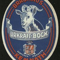 Bieretikett "Urkraft-Bock" Brauhaus Kemnath † 1993 (Gebr. Ponnath) Lkr. Tirschenreuth