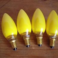 4 x Glühlampe Glühbirne Kerzenform gelb E14 25 W