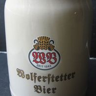 Steingut- Bierkrug / Seidel / Krug / Sammlerstück / Bräu - 0,5 l - Wolferstetter Bier