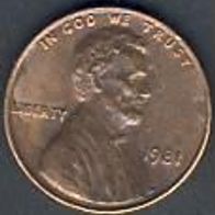 USA 1 Cent. 1981.