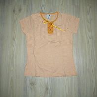 tolles T-Shirt mit Schnürung Zara Gr. 128/134/140 apricot geringelt wieNEU (0818)