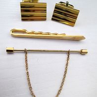 Manschettenknöpfe goldfarben + Krawattennadel / Krawattenhalter