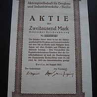 Aktie AG für Bergbau u. Industrieverkehr 2.000 M 1923