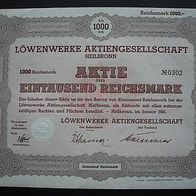 Aktie Löwenwerke Heilbronn Konfitüren 1.000 RM 1941