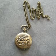 Taschenuhr Sprungdeckeluhr Uhr Pocket Watch Segelschiff Segelboot THU-46