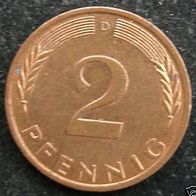2 Pfennig 1995 "D" BRD / Deutschland / Germany / D